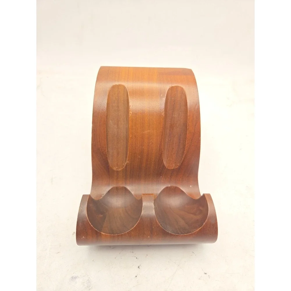 Vintage Decatur Industries Solid Walnut 2 Pipe Stand | Genuine Walnut Tobacciana